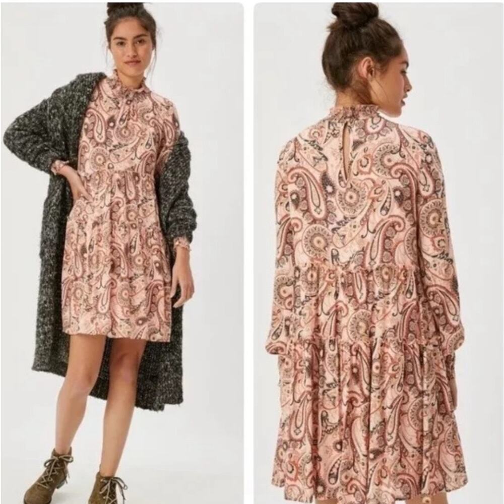 Anthropologie Pink Paisley Midi Dress
